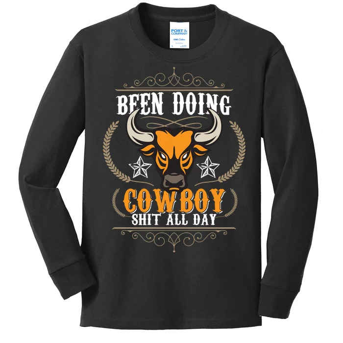 Doing Cowboy Shit All Day Kids Long Sleeve Shirt