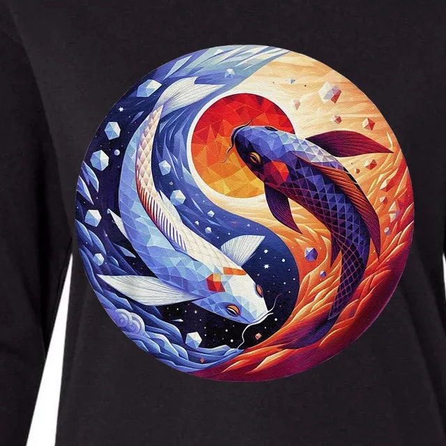 Dreams Of Jasmine Tea Yin Yang Koi Fish Womens Cotton Relaxed Long Sleeve T-Shirt