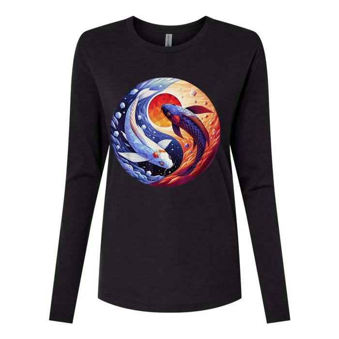 Dreams Of Jasmine Tea Yin Yang Koi Fish Womens Cotton Relaxed Long Sleeve T-Shirt