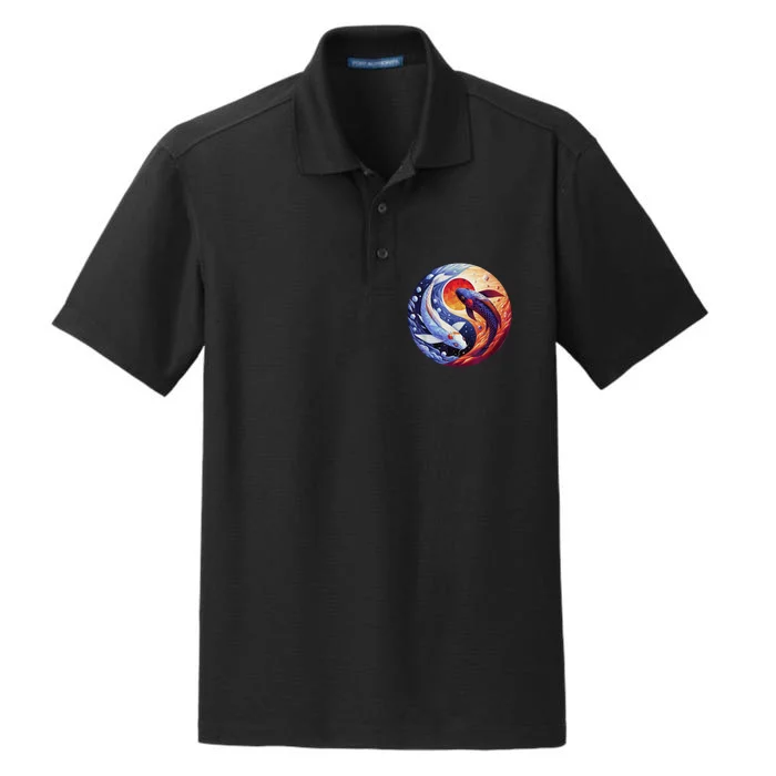 Dreams Of Jasmine Tea Yin Yang Koi Fish Dry Zone Grid Performance Polo