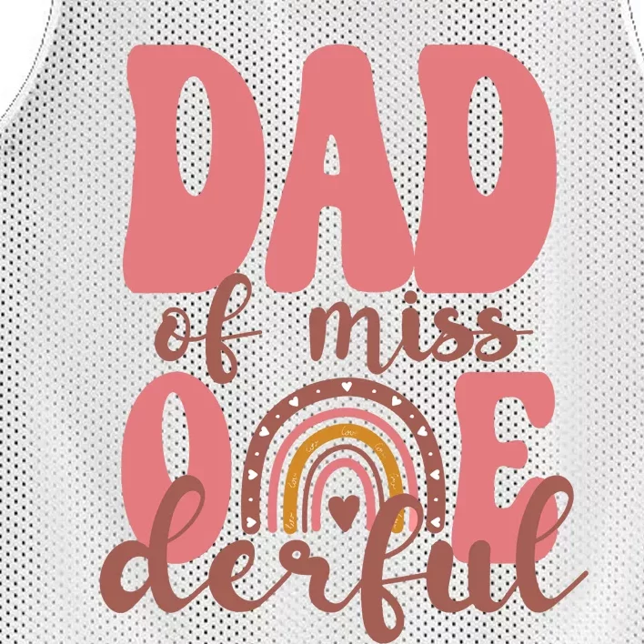 Dad Of Little Miss Onederful 1st Bday Boho Rainbow Mesh Reversible Basketball Jersey Tank