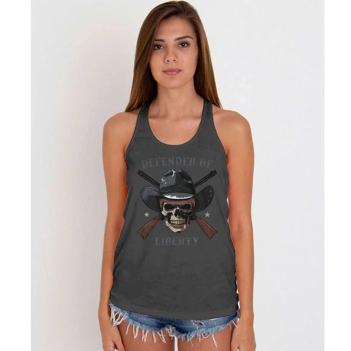 Defender Of Liberty Skull Women's Knotted Racerback Tank