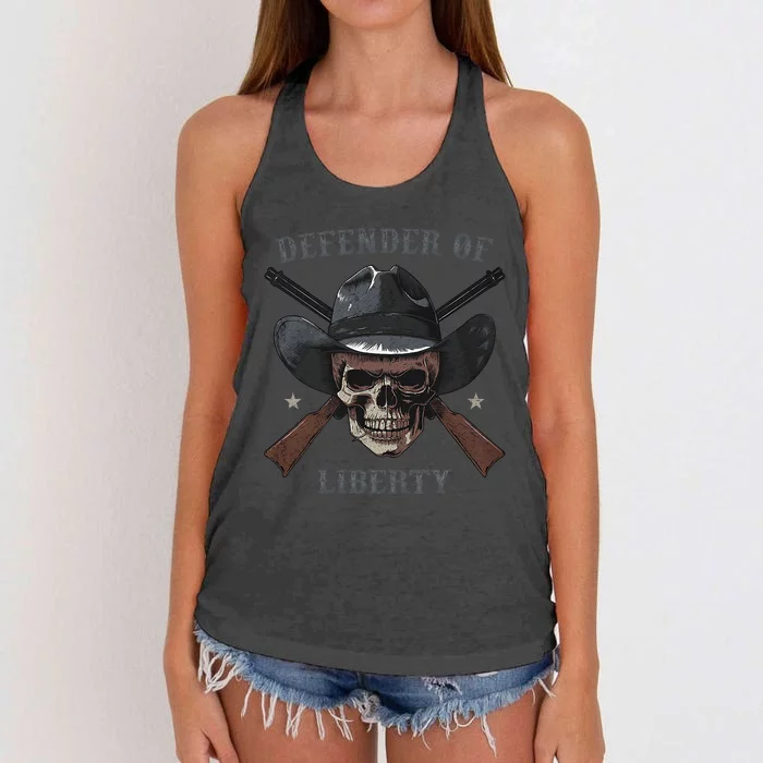 Defender Of Liberty Skull Women's Knotted Racerback Tank