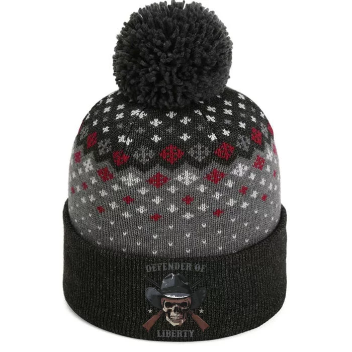 Defender Of Liberty Skull The Baniff Cuffed Pom Beanie