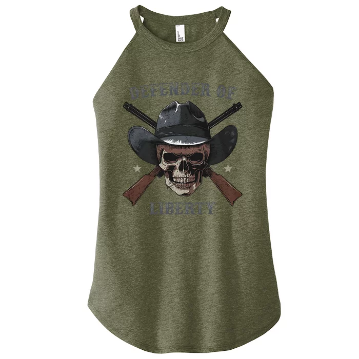 Defender Of Liberty Skull Women’s Perfect Tri Rocker Tank