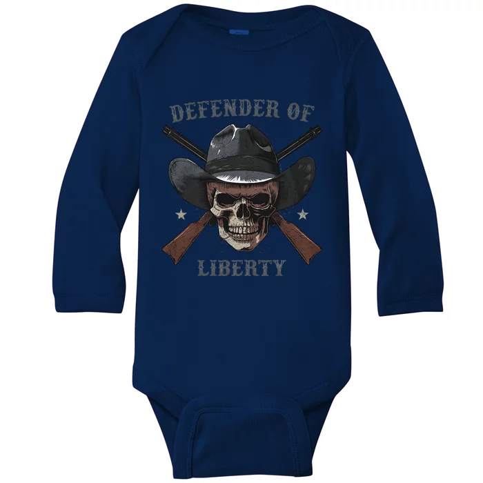 Defender Of Liberty Skull Baby Long Sleeve Bodysuit