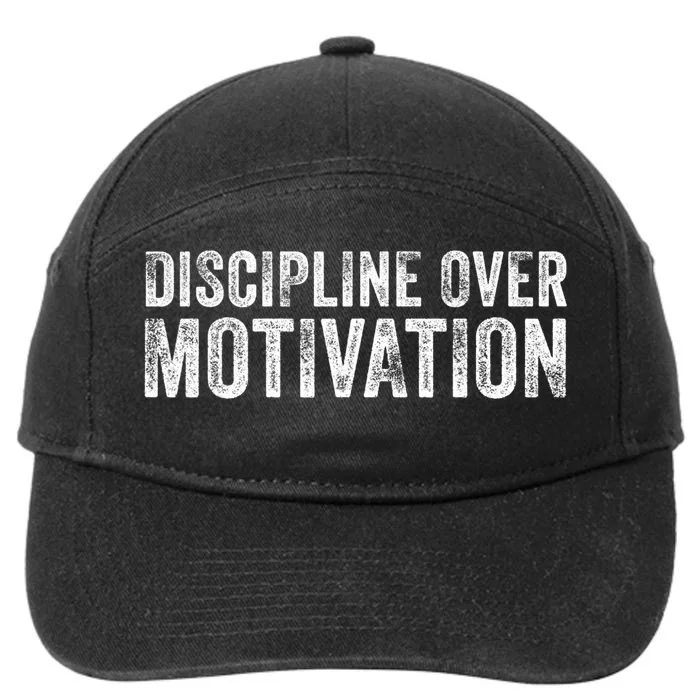 Discipline Over Motivation Goals Hard Work Gym Vintage 7-Panel Snapback Hat