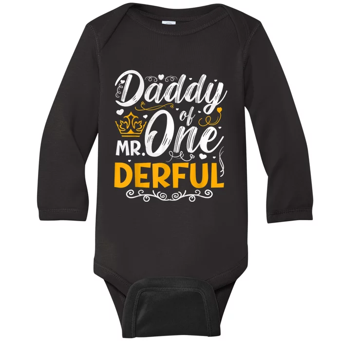 Daddy of Mr One Derful Party Matching Family 1st Birthday Baby Long Sleeve Bodysuit