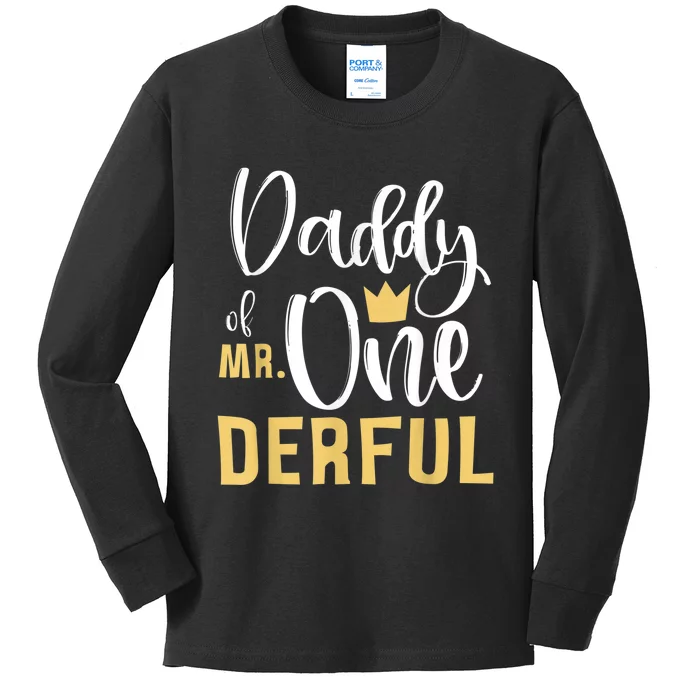 Daddy of Mr Onederful 1st Birthday First One-Derful Matching Kids Long Sleeve Shirt