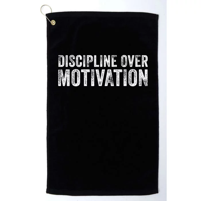 Discipline Over Motivation Goals Hard Work Gym Vintage Platinum Collection Golf Towel