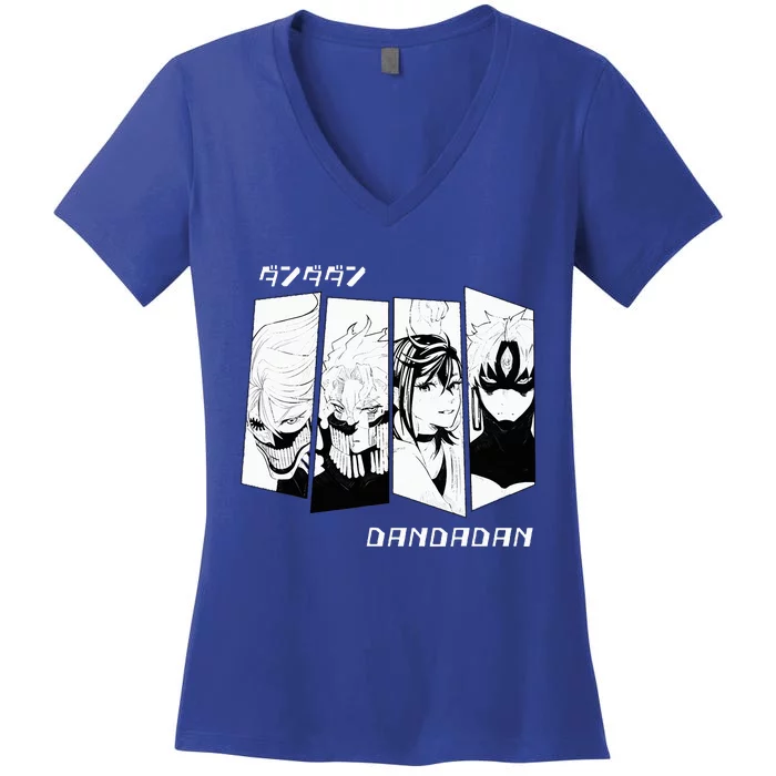 Dandadan Okarun Momo Cool Anime Manga Characters Women's V-Neck T-Shirt