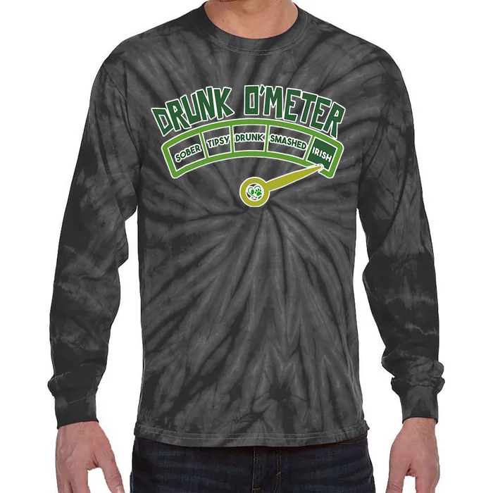 Drunk O Meter St Patrick's Day Saint Irish Lads Sarcastic Tie-Dye Long Sleeve Shirt