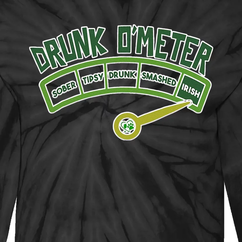 Drunk O Meter St Patrick's Day Saint Irish Lads Sarcastic Tie-Dye Long Sleeve Shirt