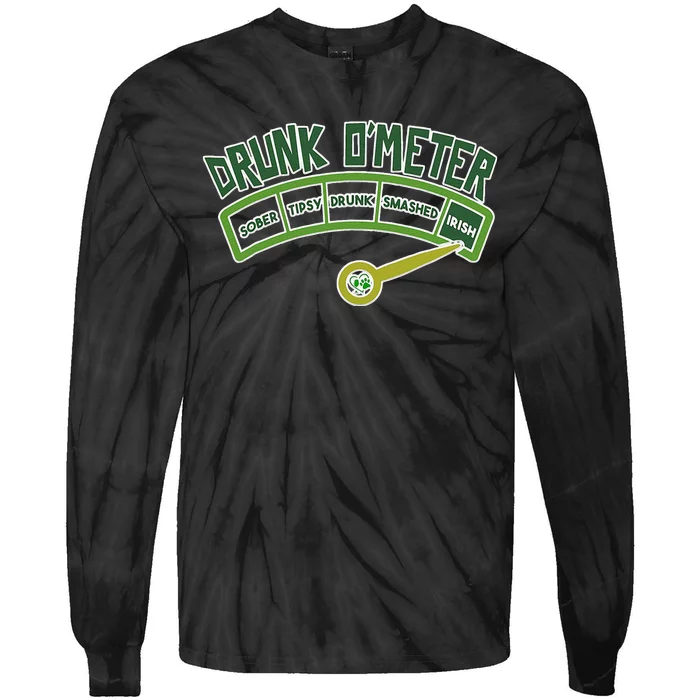 Drunk O Meter St Patrick's Day Saint Irish Lads Sarcastic Tie-Dye Long Sleeve Shirt