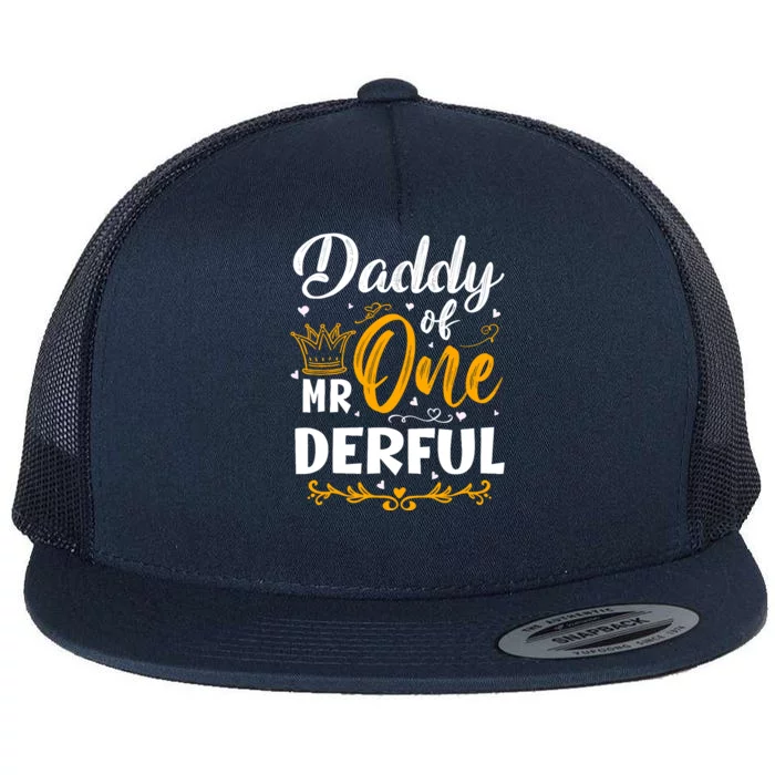 Daddy Of Mr One Derful 1st Birthday Party First Onederful Flat Bill Trucker Hat