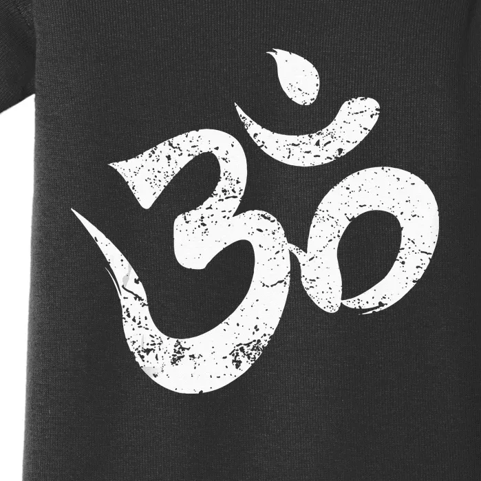 Distressed Om Meditation Spiritual Indian Yoga Symbol Om Baby Bodysuit