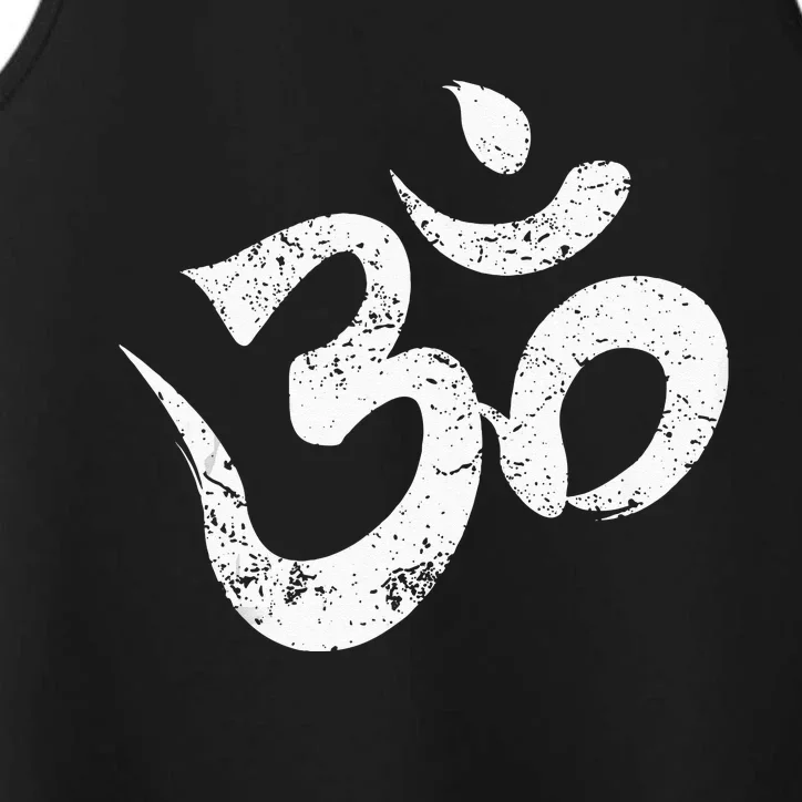 Distressed Om Meditation Spiritual Indian Yoga Symbol Om Performance Tank