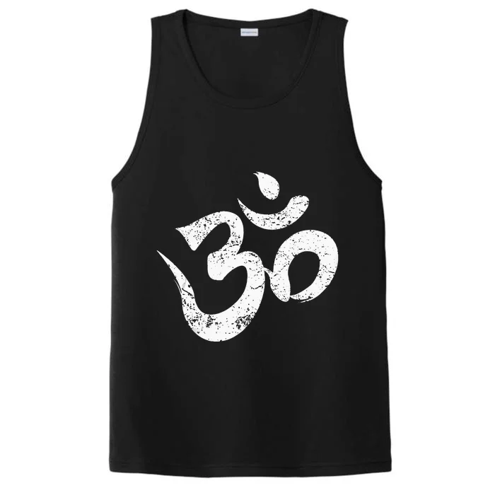 Distressed Om Meditation Spiritual Indian Yoga Symbol Om Performance Tank