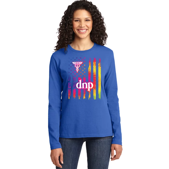 Doctor Of Nursing Practice Us Flag Gift Ladies Long Sleeve Shirt