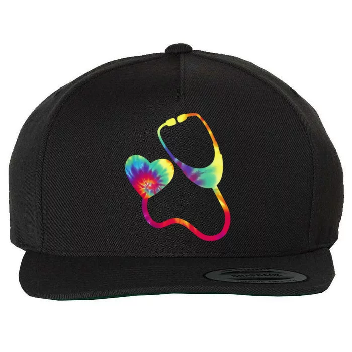 Doctor Or Nurse Stethoscope Colorful Rainbow Tie Dye Gift Wool Snapback Cap