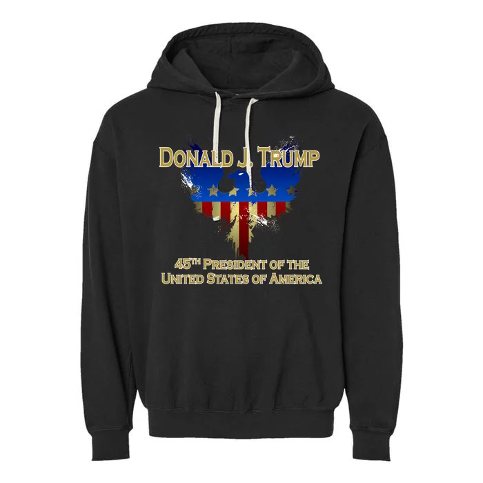 Donald J. Trump 45th President of the USA Eagle Splatter Garment-Dyed Fleece Hoodie