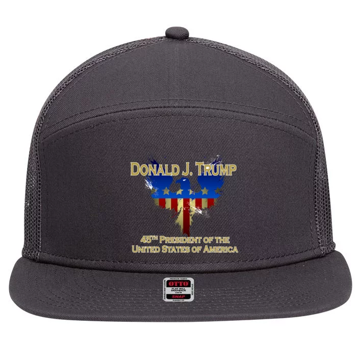 Donald J. Trump 45th President of the USA Eagle Splatter 7 Panel Mesh Trucker Snapback Hat