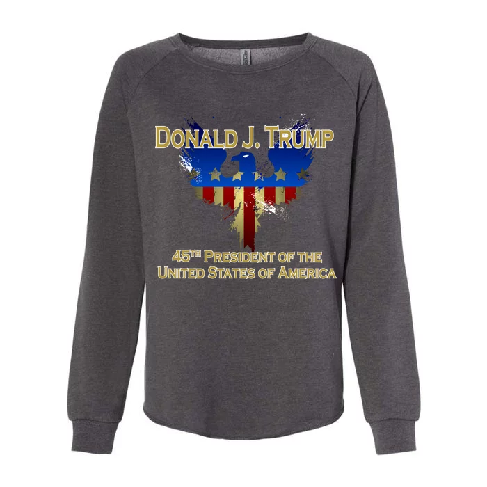 Donald J. Trump 45th President of the USA Eagle Splatter Womens California Wash Sweatshirt