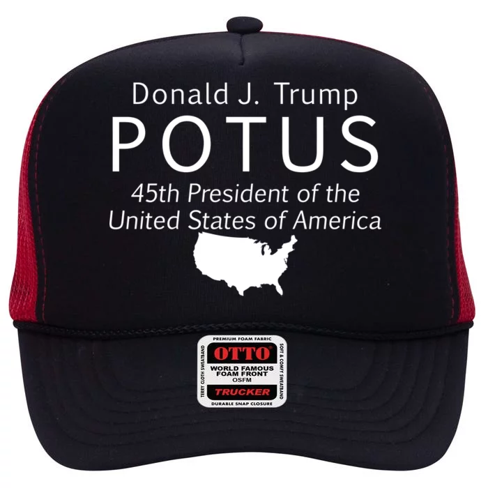 Donald J. Trump POTUS 45th President of The USA High Crown Mesh Trucker Hat