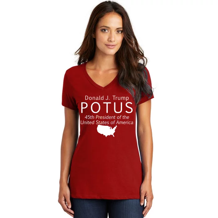 Donald J. Trump POTUS 45th President of The USA Women's V-Neck T-Shirt