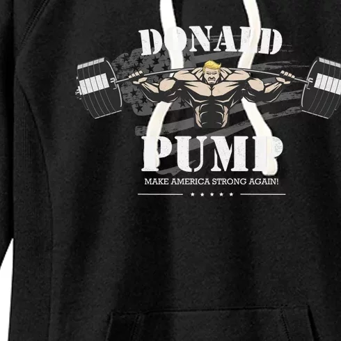 Donald Pump Make America Strong Again Women's Fleece Hoodie