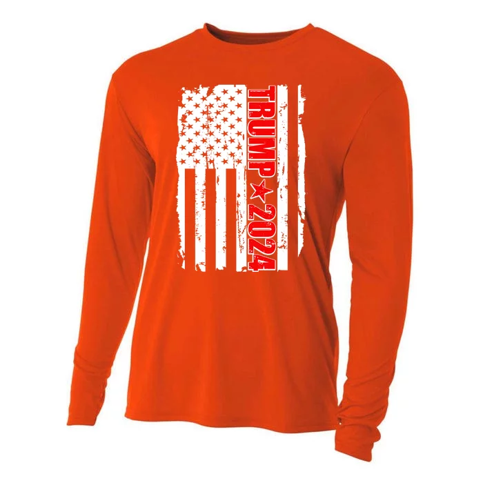 Donald Trump 2024 Distressed US Flag Cooling Performance Long Sleeve Crew