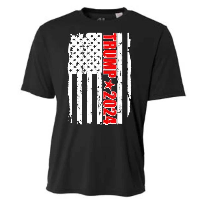 Donald Trump 2024 Distressed US Flag Cooling Performance Crew T-Shirt