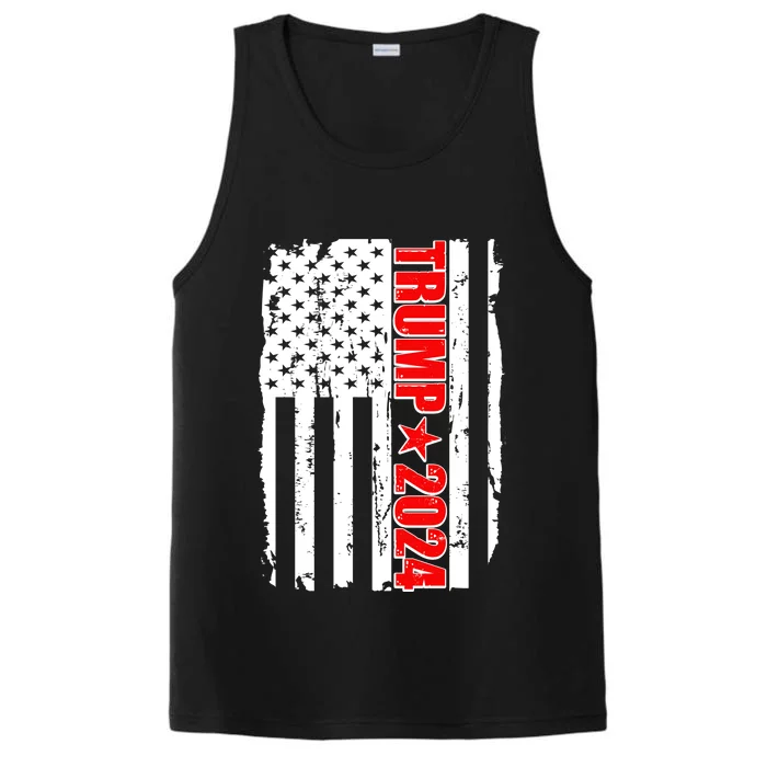 Donald Trump 2024 Distressed US Flag Performance Tank