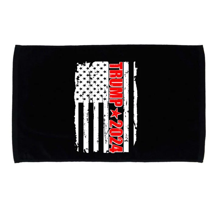 Donald Trump 2024 Distressed US Flag Microfiber Hand Towel