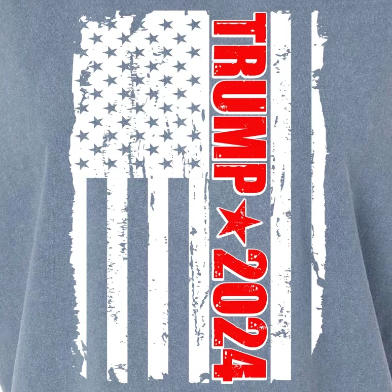 Donald Trump 2024 Distressed US Flag Garment-Dyed Women's Muscle Tee