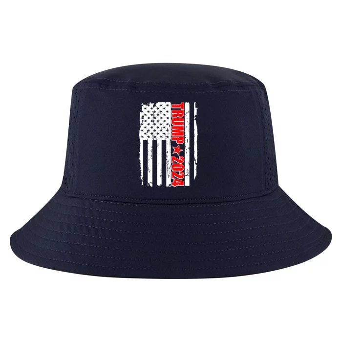 Donald Trump 2024 Distressed US Flag Cool Comfort Performance Bucket Hat