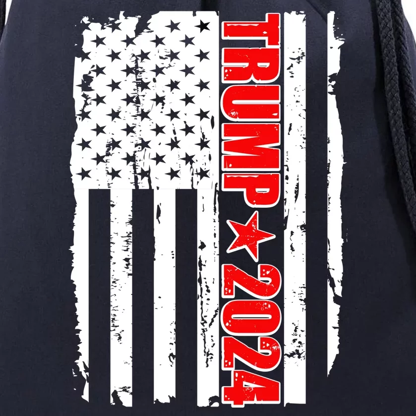 Donald Trump 2024 Distressed US Flag Drawstring Bag