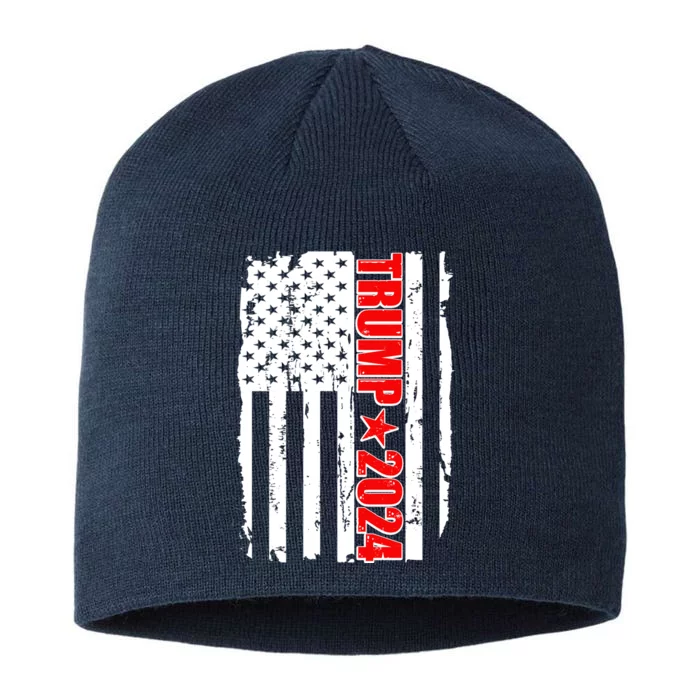 Donald Trump 2024 Distressed US Flag 8 1/2in Sustainable Knit Beanie