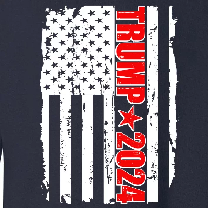 Donald Trump 2024 Distressed US Flag Toddler Sweatshirt