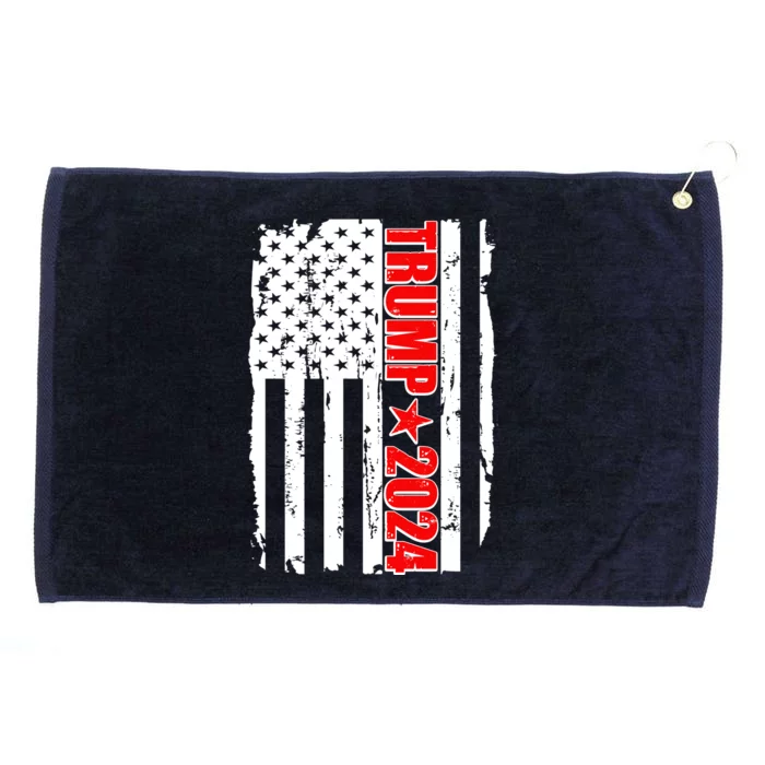 Donald Trump 2024 Distressed US Flag Grommeted Golf Towel