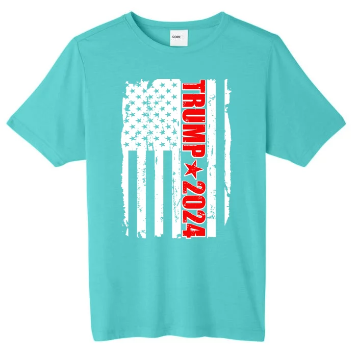 Donald Trump 2024 Distressed US Flag ChromaSoft Performance T-Shirt