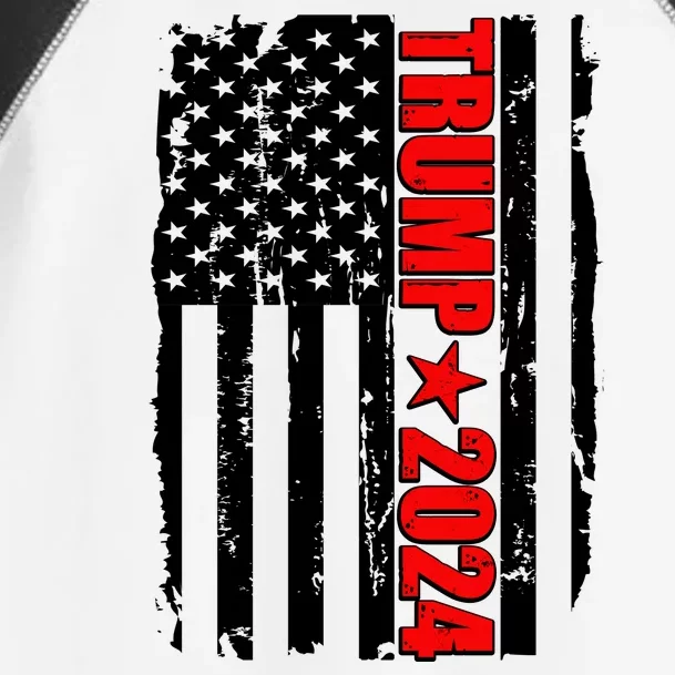 Donald Trump 2024 Distressed US Flag Toddler Fine Jersey T-Shirt