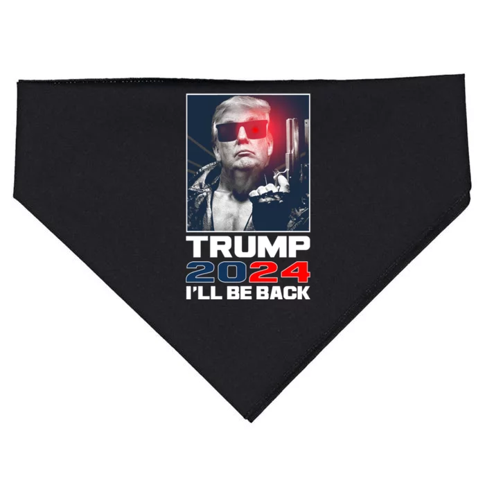 Donald Trump 2024 I'll Be Back USA-Made Doggie Bandana