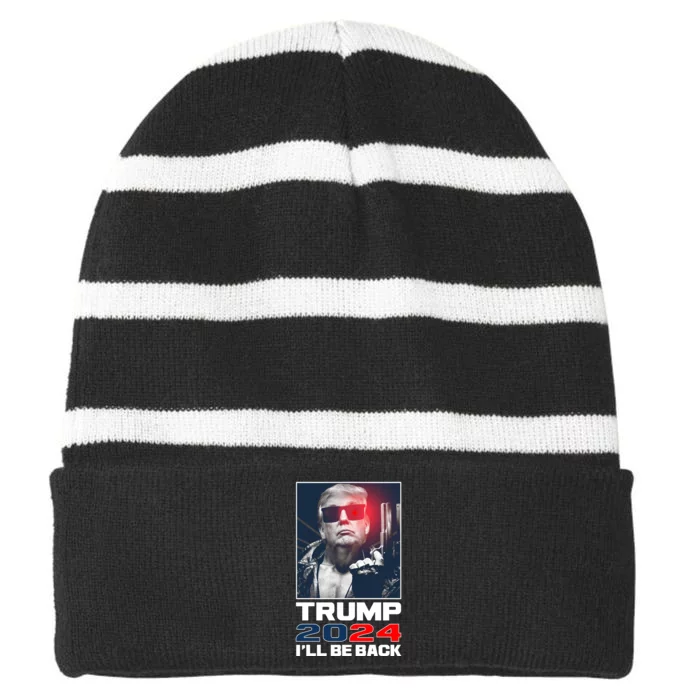 Donald Trump 2024 I'll Be Back Striped Beanie with Solid Band