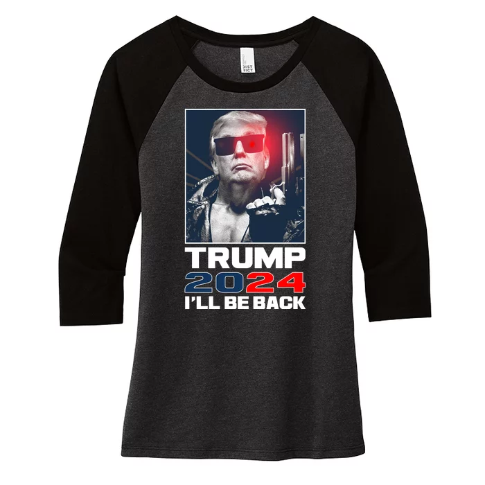 Donald Trump 2024 I'll Be Back Women's Tri-Blend 3/4-Sleeve Raglan Shirt