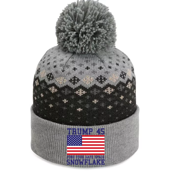 Donald Trump 45 Find Your Safe Space Snowflake USA The Baniff Cuffed Pom Beanie