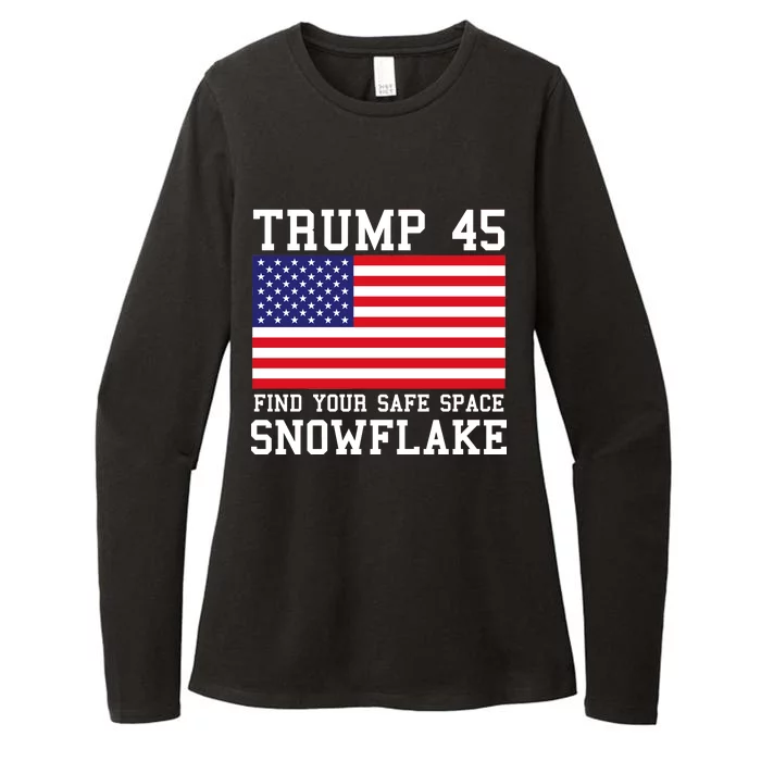 Donald Trump 45 Find Your Safe Space Snowflake USA Womens CVC Long Sleeve Shirt