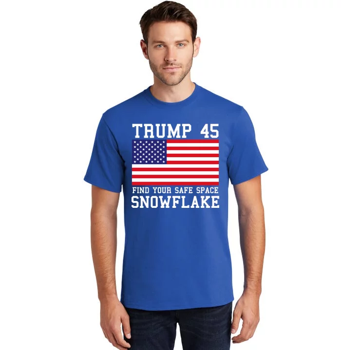 Donald Trump 45 Find Your Safe Space Snowflake USA Tall T-Shirt