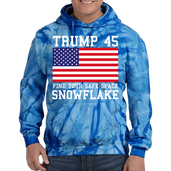 Donald Trump 45 Find Your Safe Space Snowflake USA Tie Dye Hoodie