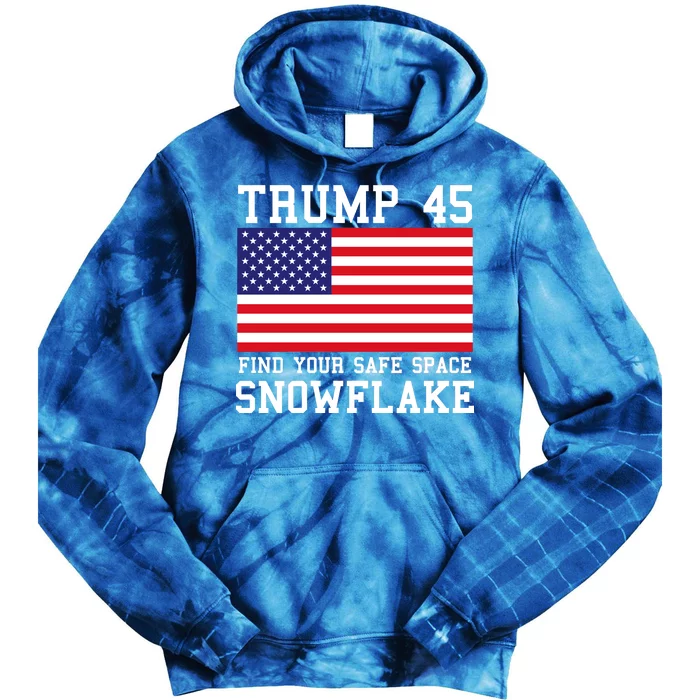 Donald Trump 45 Find Your Safe Space Snowflake USA Tie Dye Hoodie